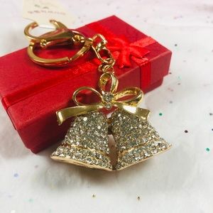 Crystal and gold bells purse charm or keychain